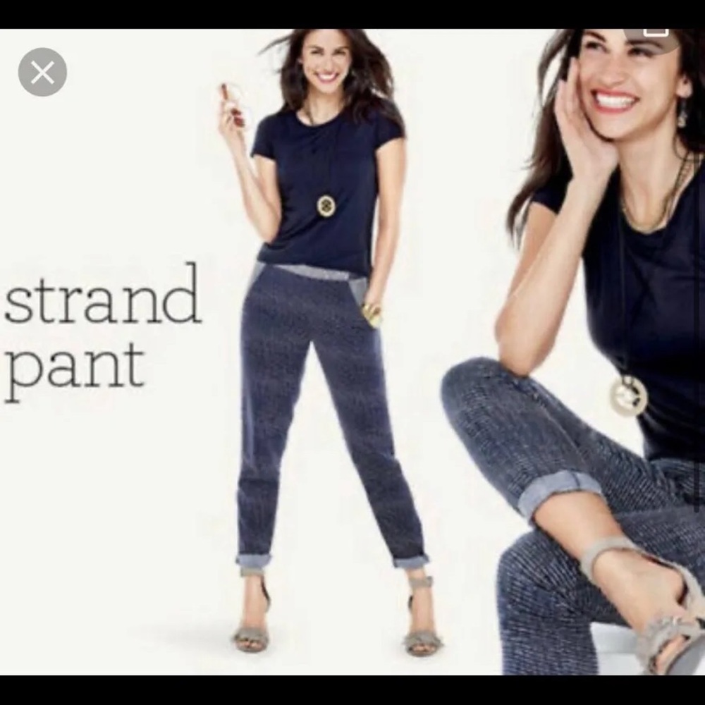 CAbi Style #5109 Navy Blue & White Strand Pants NWOT